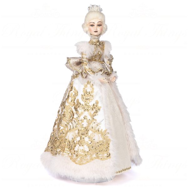 J 58455 Goodwill Christmas Dolls Regal Winter Lady Doll With Stand Box Cream