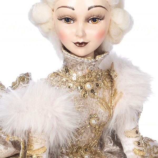 J 58456 Goodwill Christmas Dolls Regal Winter Sitting Lady Doll With Box Cream Closeup