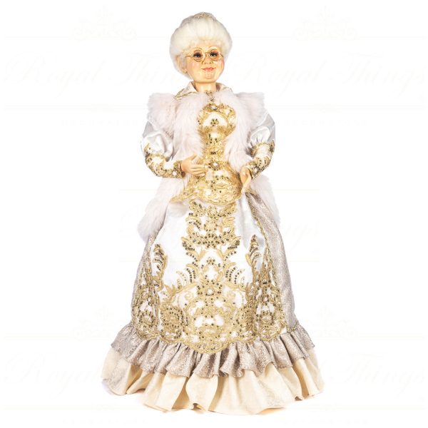 J 58457 Goodwill Christmas Dolls Regal Winter Mrs Claus Doll With Stand Box Cream