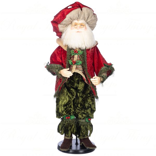 J 58550 Goodwill Christmas Dolls Woodland Bedtime Mushroom Santa Doll Red Green