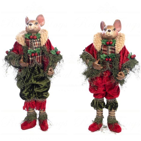 J 58555 Goodwill Christmas Dolls Woodland Mouse Doll Red Green