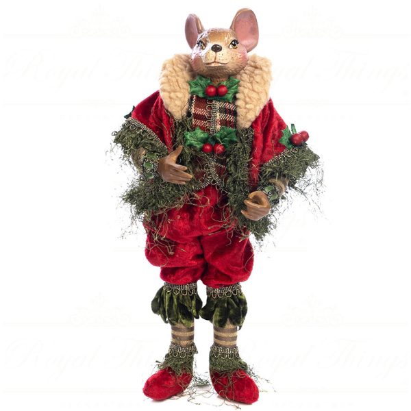 J 58555 Goodwill Christmas Dolls Woodland Mouse Doll Red Green Vari Redpants