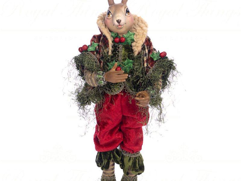 J 58556 Goodwill Christmas Dolls Woodland Bedtime Rabbit Doll Red Green