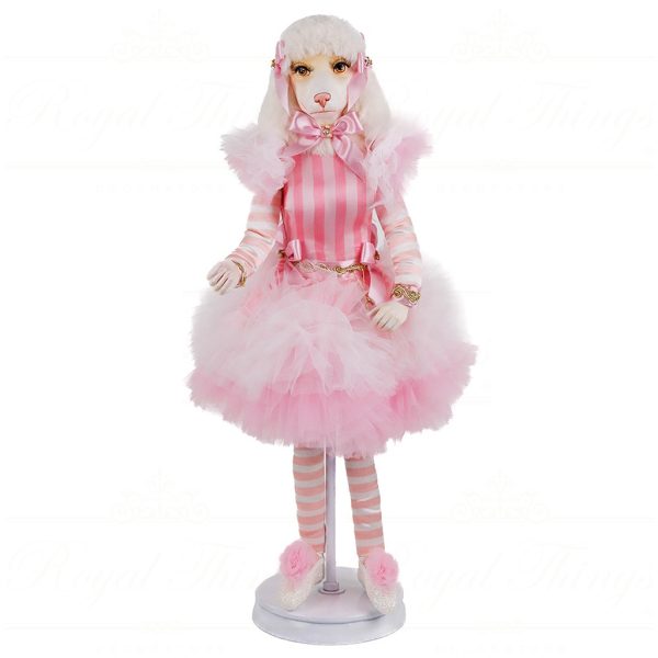 J 58602 Goodwill Christmas Dolls Cotton Candy Carnival Poodle Doll With Stand Pink White
