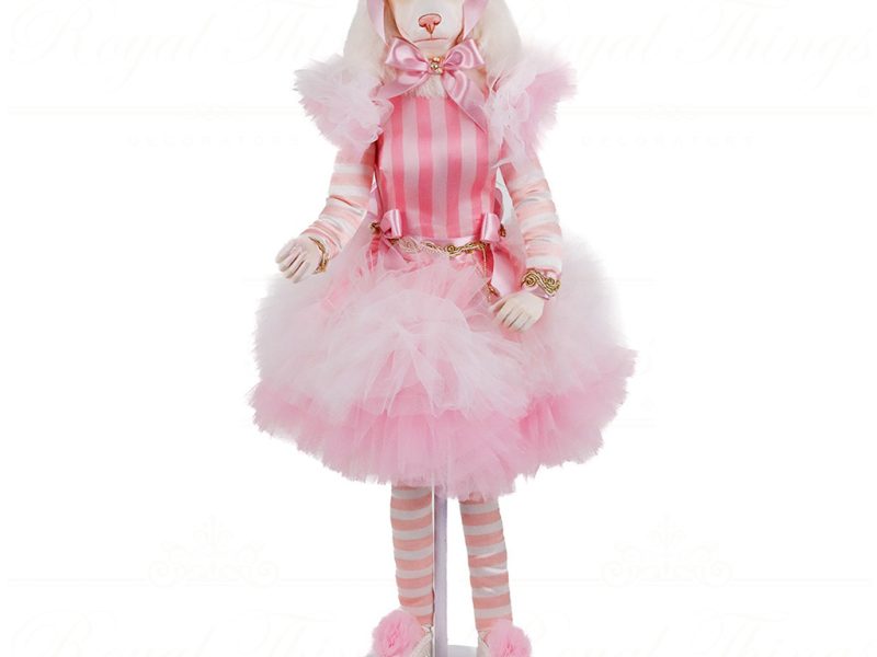 J 58602 Goodwill Christmas Dolls Cotton Candy Carnival Poodle Doll With Stand Pink White