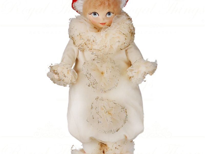 J 58650 Goodwill Christmas Dolls Snow White Mushroom Girl Doll Red Cream Green