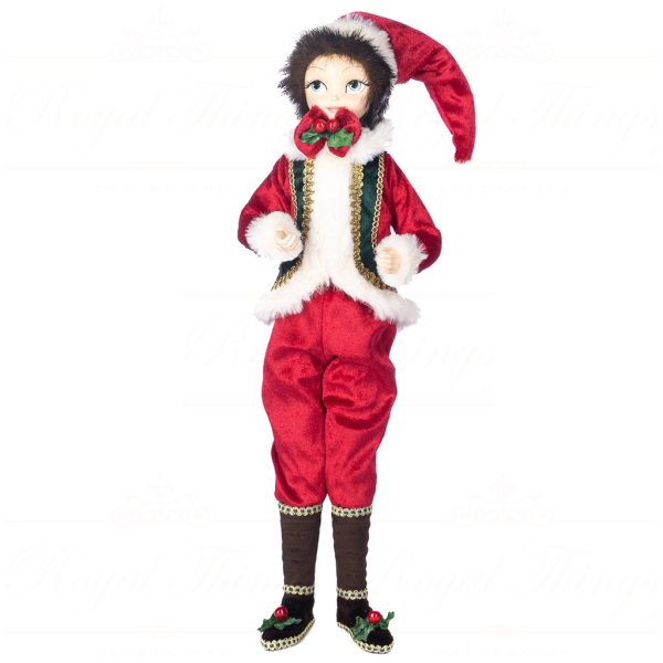 J 58750 Goodwill Christmas Dolls Gingerbread Xmas Boy Doll Red Green Vari Red