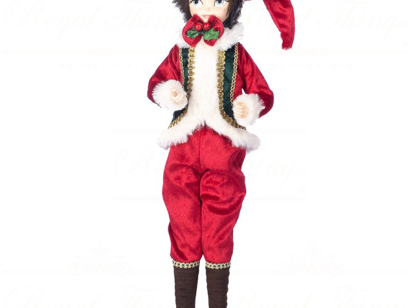 J 58750 Goodwill Christmas Dolls Gingerbread Xmas Boy Doll Red Green Vari Red