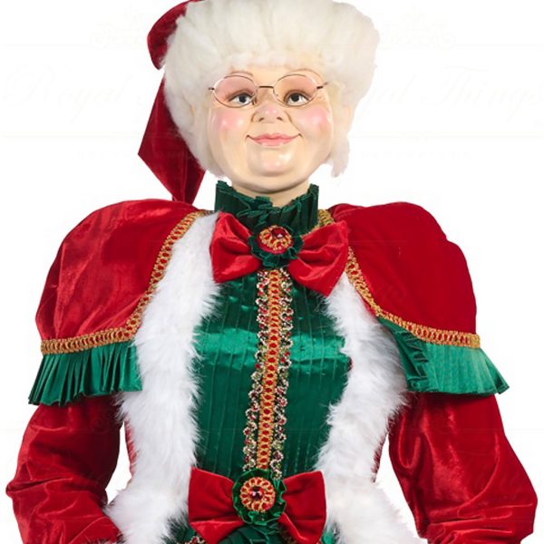 J 58753 Goodwill Christmas Dolls Gingerbread Town Mrs Santa Claus Life Size Doll Red Green Gold Closeup