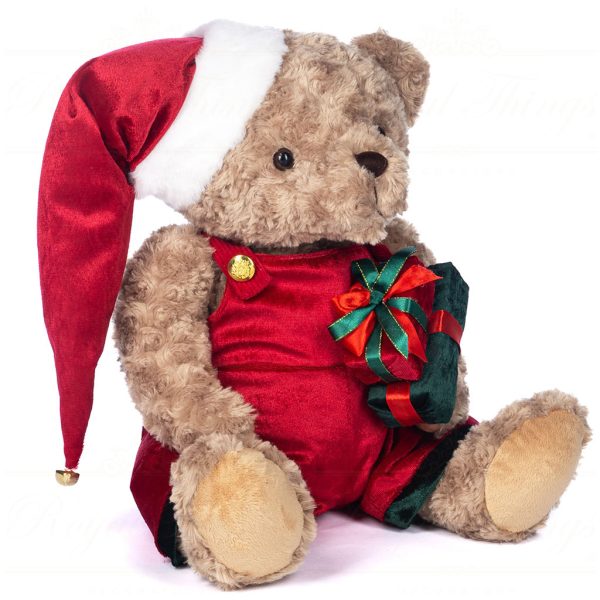 J 58754 Goodwill Christmas Dolls Gingerbread Xmas Boy Bear Doll Red Cream