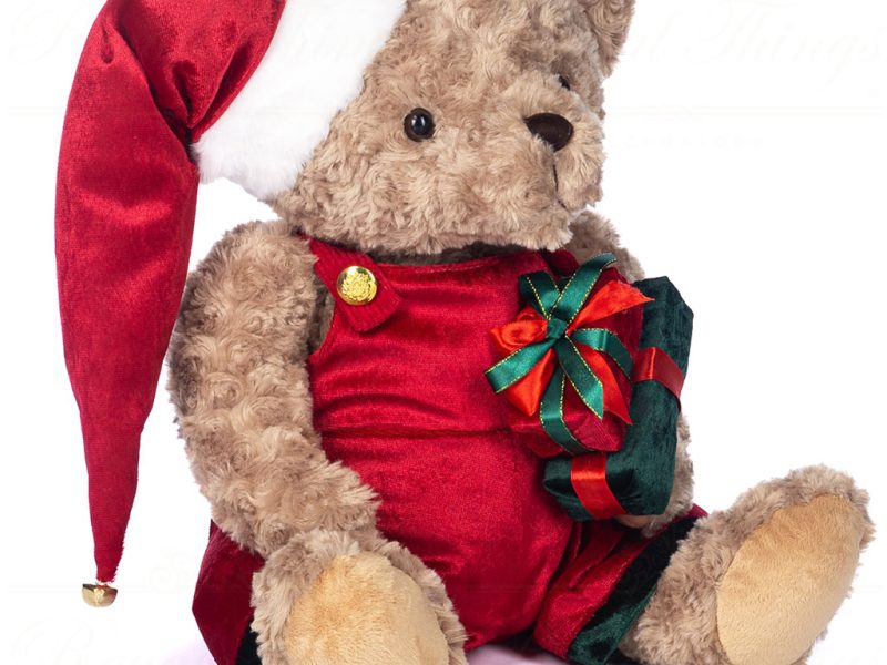 J 58754 Goodwill Christmas Dolls Gingerbread Xmas Boy Bear Doll Red Cream