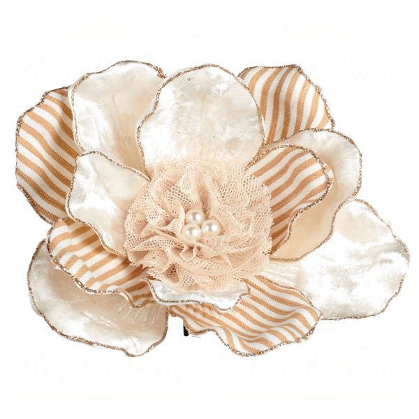 J 61260 Goodwill Christmas Flowers Willow Wood Striped Magnolia On Clip