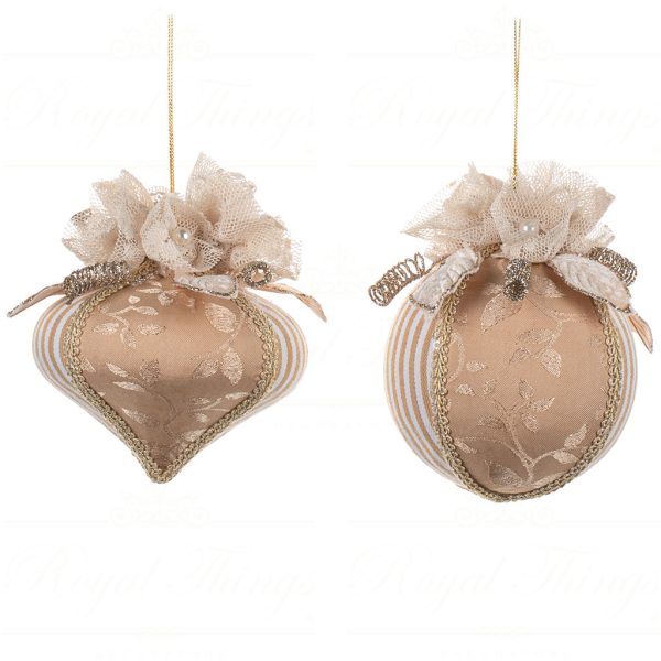 J 61262 Goodwill Christmas Balls Willow Striped Ball Onion Gold