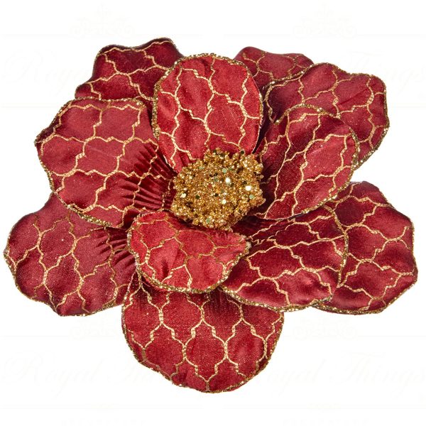 J 63110 Goodwill Christmas Flowers Net Magnolia Burgundy Gold