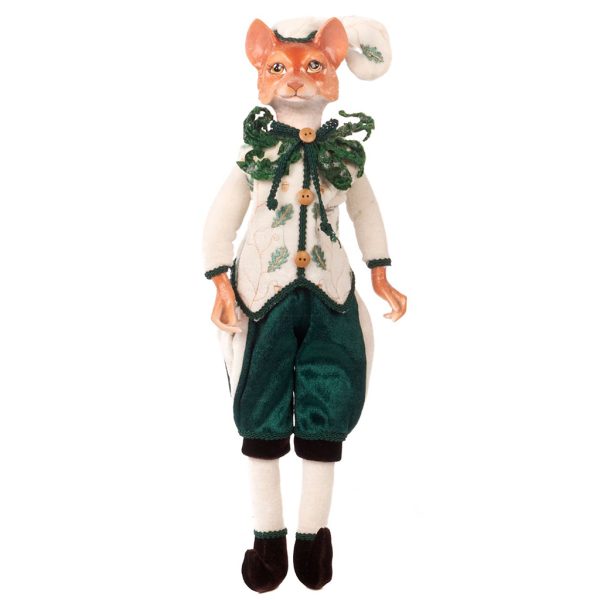 J 65503 Goodwill Christmas Dolls Woodland Fern Fox Green White Brown Variation Green