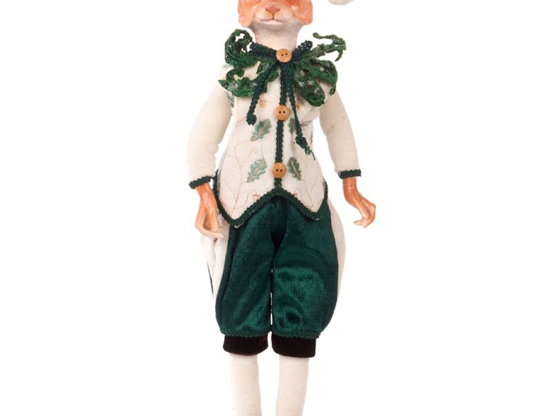 J 65503 Goodwill Christmas Dolls Woodland Fern Fox Green White Brown Variation Green