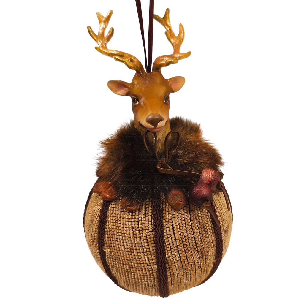 J 69304 goodwill christmas ornaments woodland deer head on ball brown J 69304 Goodwill Christmas Ornaments Woodland Deer Head On Ball Brown