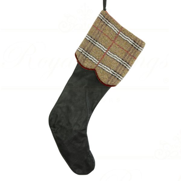 Kc 01 37115 Katherine S Collection Christmas Stockings Black Leather And Pearls Stockin Black Beige