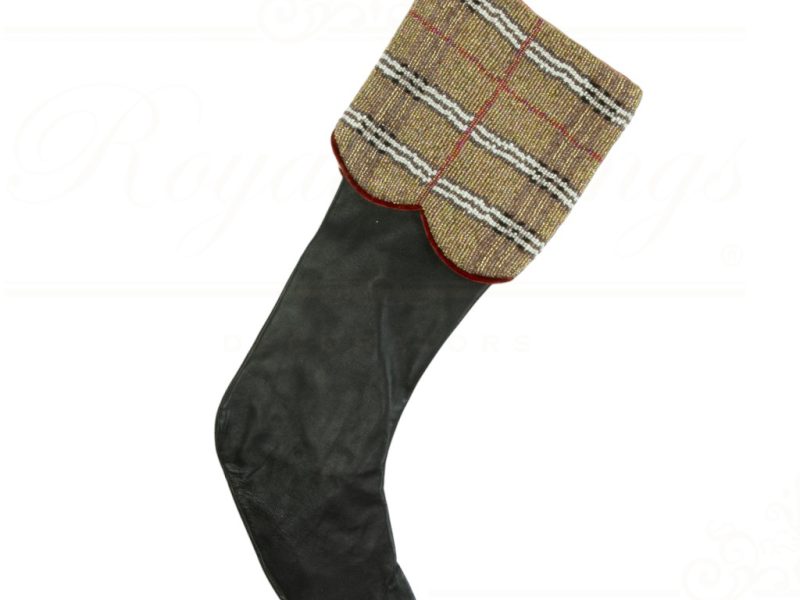 Kc 01 37115 Katherine S Collection Christmas Stockings Black Leather And Pearls Stockin Black Beige