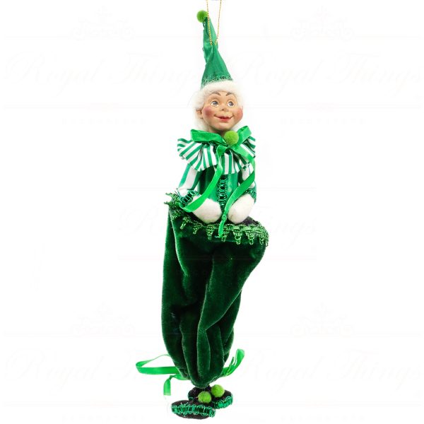 Kc 05 12293 Katherines Collection Christmas Ornaments Northpole Elf With Dangle Legs Ornament Green Red