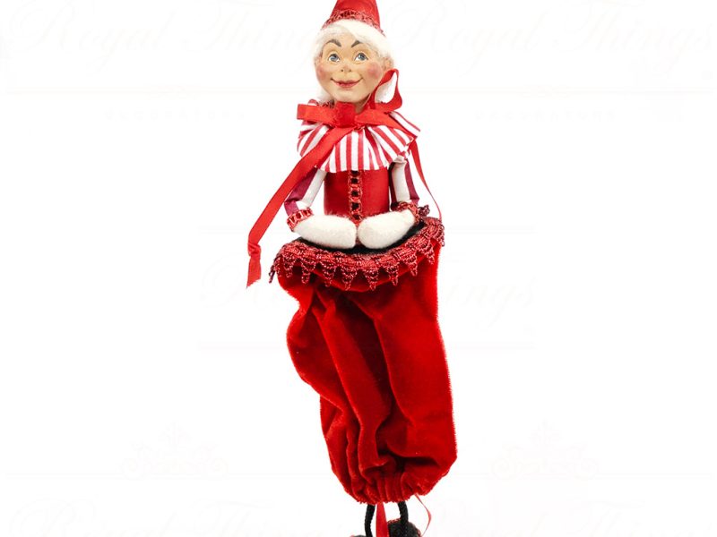 Kc 05 12293 Katherines Collection Christmas Ornaments Northpole Elf With Dangle Legs Ornament Green Red Detail