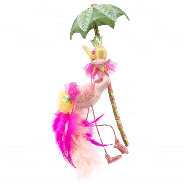 Kc 05 12435 Katherines Collection Christmas Ornaments Flamingo Palmtree Ornament Pink Green Yellow