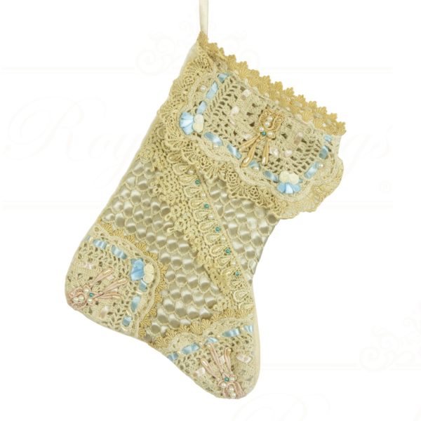 Kc 05 12797 Katherine S Collection Christmas Stockings Pearls And Roses Stocking Cream Pink Blue Green Vari Blue