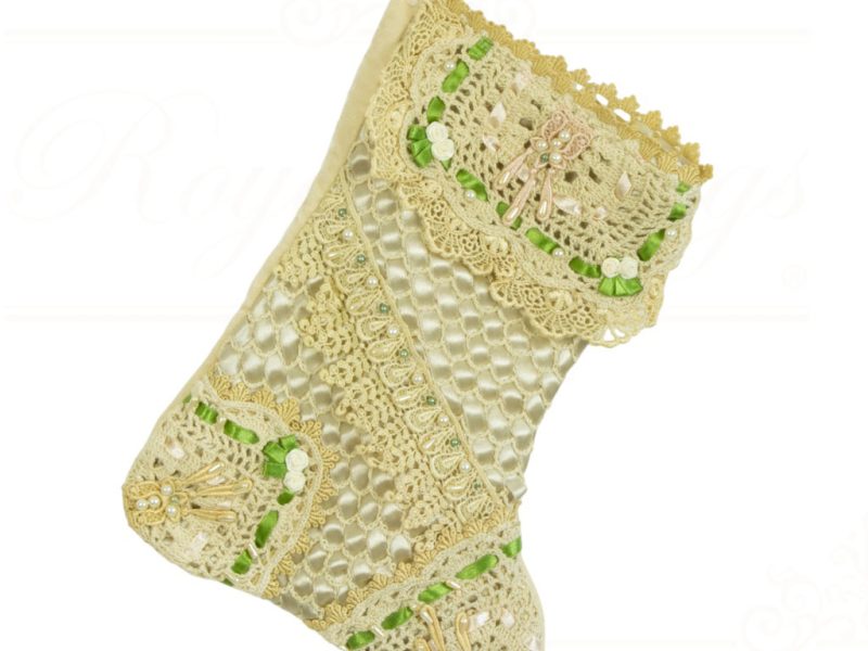 Kc 05 12797 Katherine S Collection Christmas Stockings Pearls And Roses Stocking Cream Pink Blue Green Vari Green