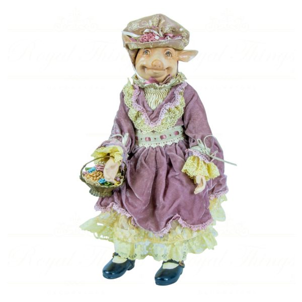Kc 06 4987 Katherine S Collection Heritage Collectible Doll Rosie Soho Market Piggy Purple Green Cream Front