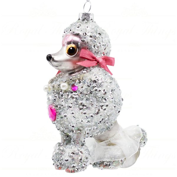 Kc 08 145214 Katherines Collection Christmas Ornaments Glass Queen Poodle Dog Silver Pink Vari Silver