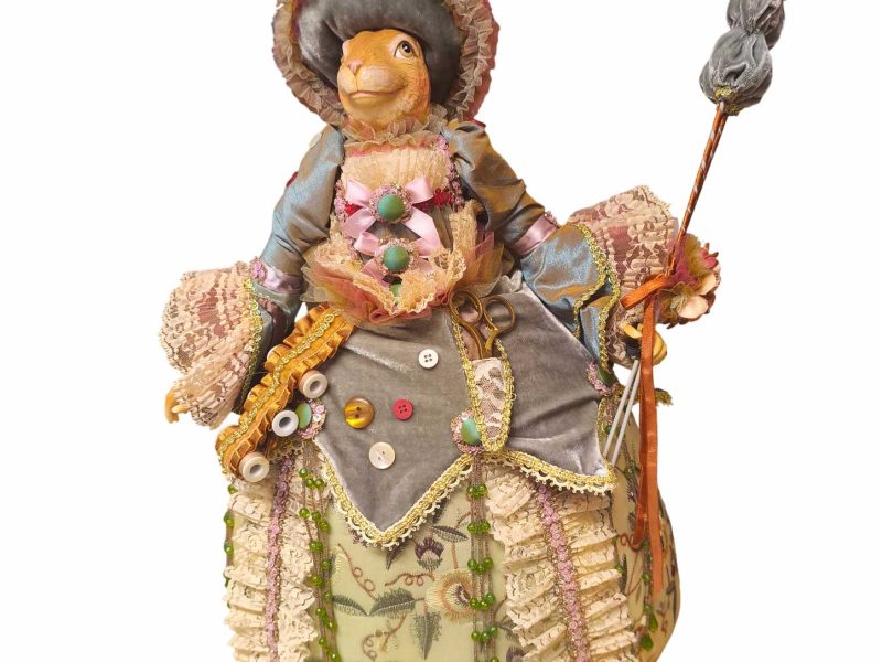 Kc 11 31784 Katherine S Collection Wayne Kleski Heritage Collectible Dolls Lady Eloise Gusset Rabbit Pincushion Doll Green Cream Pink