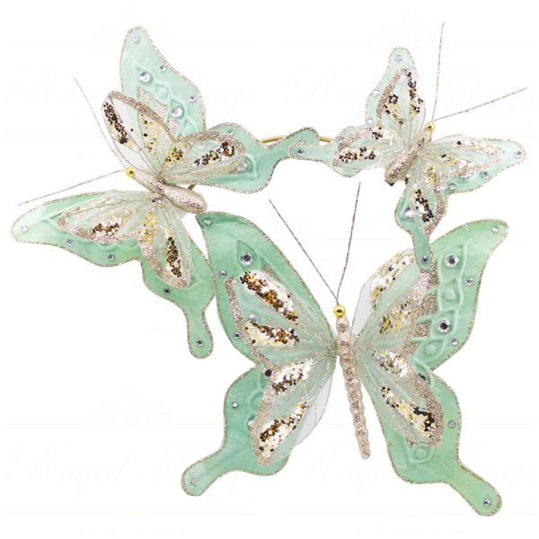 Kc 11 32559 Katherines Collection Christmas Ornaments Ice Butterfly On Clip Blue Silver