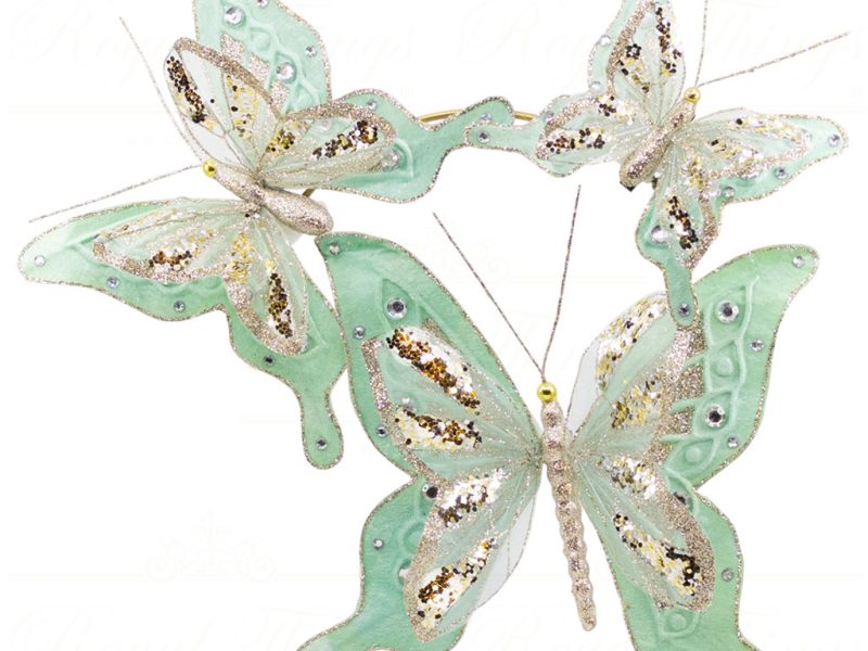 Kc 11 32559 Katherines Collection Christmas Ornaments Ice Butterfly On Clip Blue Silver