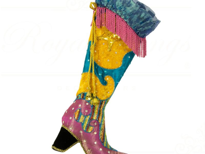 Kc 14 34961 Katherine S Collection Christmas Stockings Bohemian Cowboy Boot Stocking Pink Blue