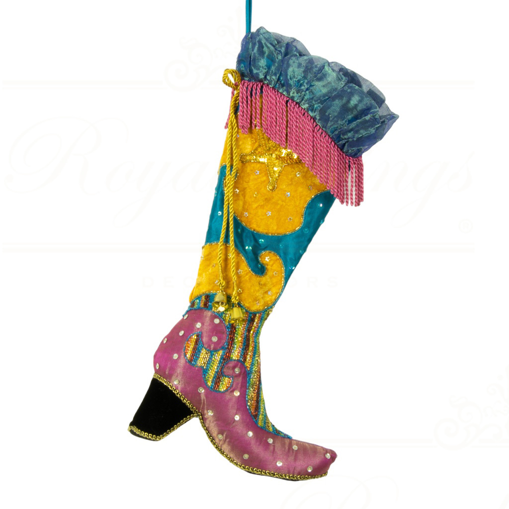 KC 14 34961 katherine s collection christmas stockings bohemian cowboy boot stocking pink blue Kc 14 34961 Katherine S Collection Christmas Stockings Bohemian Cowboy Boot Stocking Pink Blue