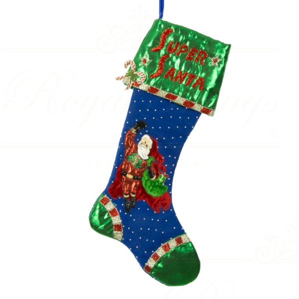 Kc 14 35686 Katherine S Collection Christmas Stockings Super Santa Stocking Blue Green Red