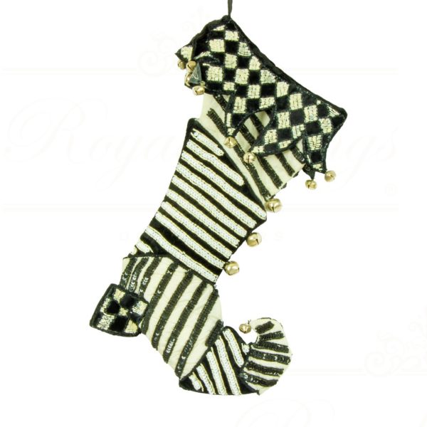 Kc 14 360046 Katherine S Collection Christmas Stockings Black And White Striped Stocking Black White