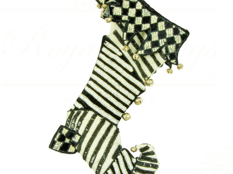 Kc 14 360046 Katherine S Collection Christmas Stockings Black And White Striped Stocking Black White