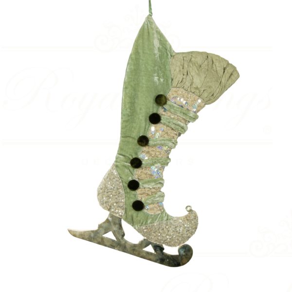 Kc 14 36079 Katherine S Collection Christmas Stockings Ice Skate Stocking Cream Green Grey
