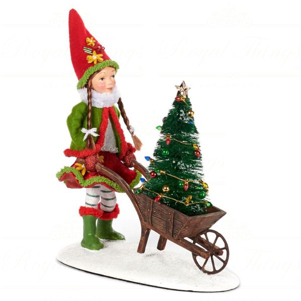 Kc 28 028772 Katherines Collection Christmas Decorative Items Girl Gnome With Wheel Barrel Red Green White