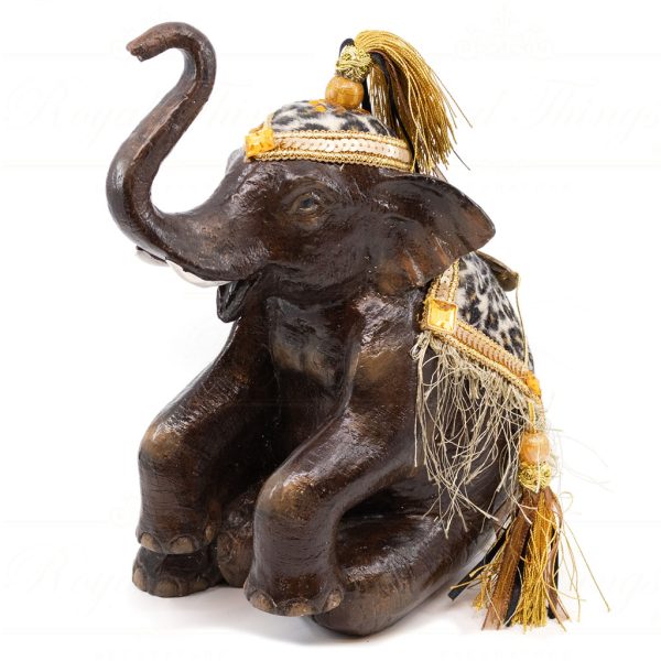 Kc 28 28002 Katherines Collection Christmas Decorative Items Oba Safari Elephant Tabletop Brown Gold Black Detail