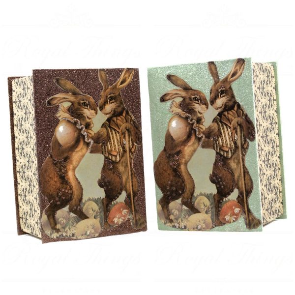 Kc 28 28365 Katherines Collection Christmas Decorative Items Vintage Belle Hare In Box Tabletop Brown Green