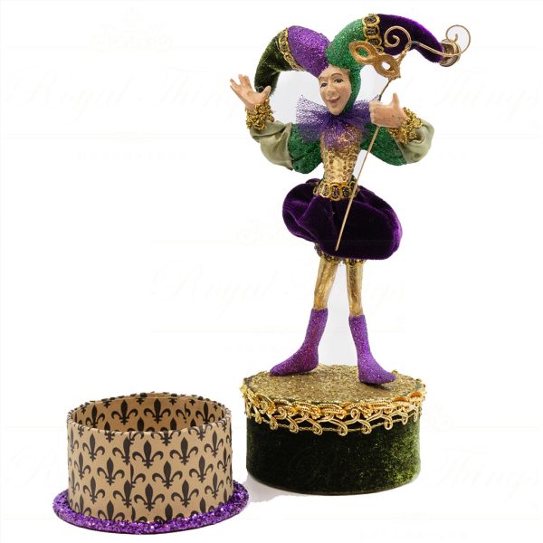 Kc 28 28815 Katherine S Collection Decorative Items Mardi Gras Jester Mintbox Green Purple Gold Vari Purple