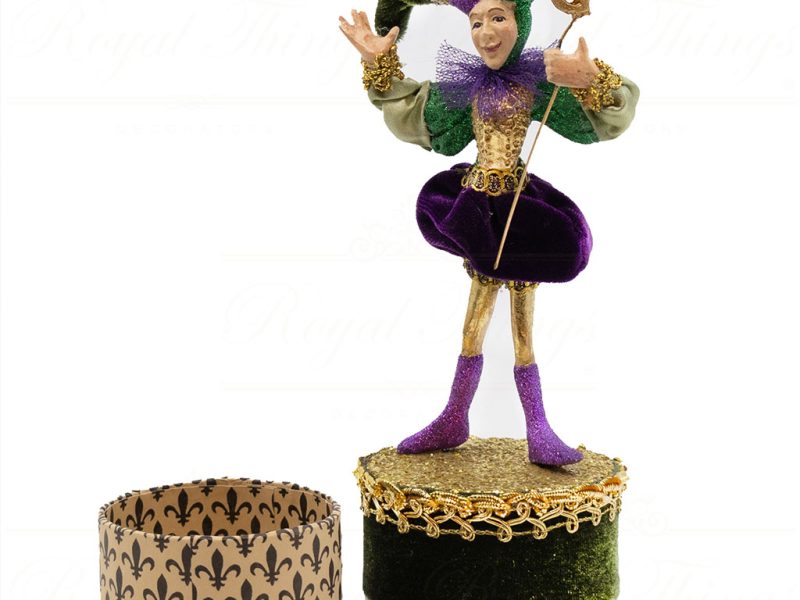 Kc 28 28815 Katherine S Collection Decorative Items Mardi Gras Jester Mintbox Green Purple Gold Vari Purple