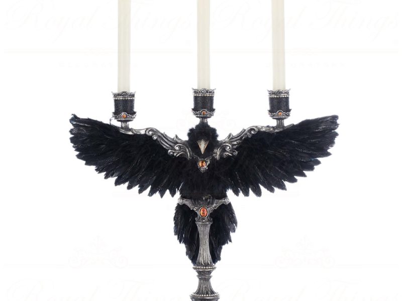 Kc 28 528618 Katherines Collection Halloween Decorative Items The Macabre Family Macabre Crow Candelabra Tabletop Black