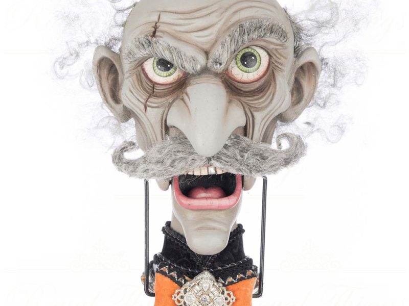 Kc 28 528670 Katherines Collection Halloween Decorative Items The Macabre Family Mortimer Macabre Door Knocker Tabletop Gray Orange Black