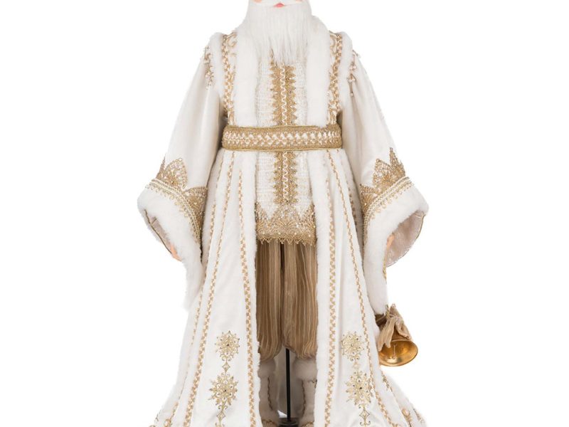 Kc 28 528748 Katherines Collection Christmas Doll Bells Of Brilliance Golden Leaf Santa Doll Gold White