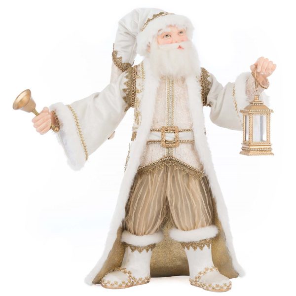 Kc 28 528752 Katherines Collection Christmas Decorative Items Bells Of Brilliance Led Golden Leaf Santa Tabletop Cream Gold
