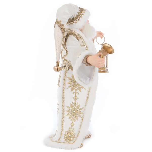 Kc 28 528752 Katherines Collection Christmas Decorative Items Bells Of Brilliance Led Golden Leaf Santa Tabletop Cream Gold Detail1
