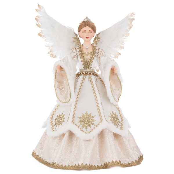 Kc 28 528755 Katherines Collection Christmas Decorative Items Bells Of Brilliance Arabelle Angel Tree Topper Gold White